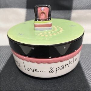 Certified International Hand Painted Ceramic Jewelry Box “Girls Love Sparkle”
